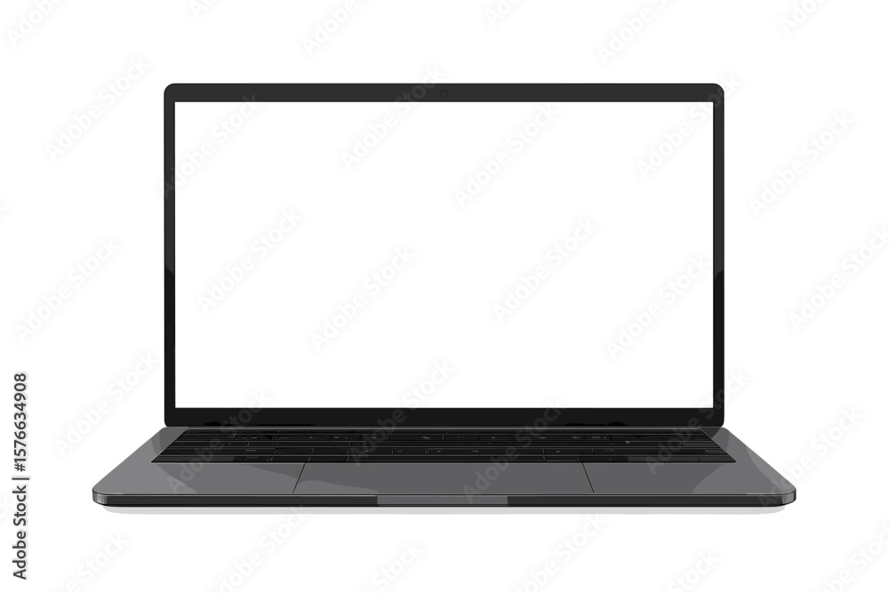 Poster modern laptop mockup front view with blank screen. realistic computer notebook vector illustration. 