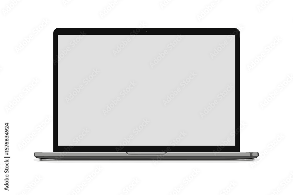Poster modern laptop mockup front view with blank screen. computer notebook display template for web design