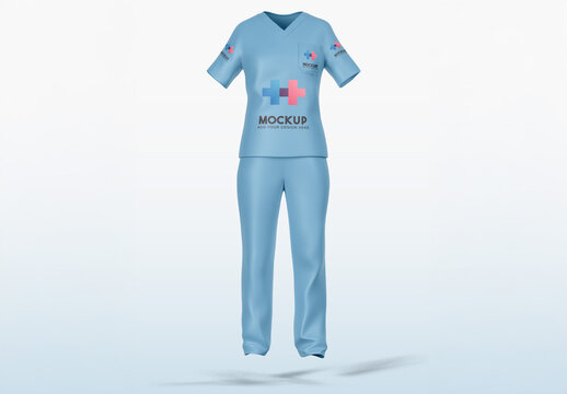 Surgical Medical Uniform Mockup - Front View