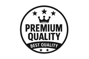 Fototapeta premium Premium Quality Badge Label Vector, Best Quality Round Emblem, VIP Crown Icon, Three Star Award, Flat Design, Premium Product Stamp, Black and White Seal Illustration