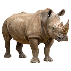 Fototapeta premium Close-up of a majestic rhinoceros standing on a Transparent Background