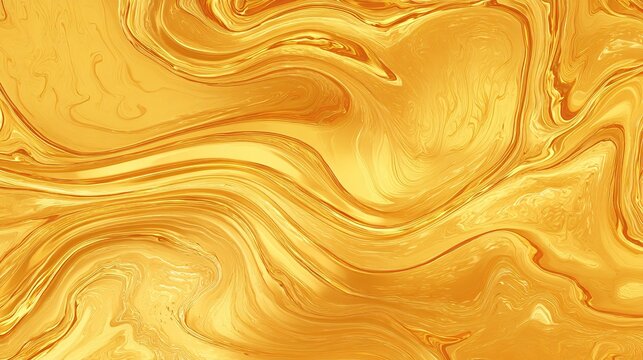 Abstract digital art featuring flowing, swirling golden and yellow liquid patterns.