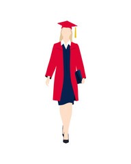 Flat vector people and illustration, woman with graduation outfit