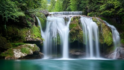 Fototapeta premium troubled waters and smooth waterfall surface