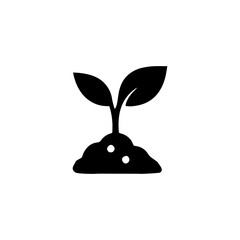 Compost soil with small plant icon with transparent background symbolizing organic growth and environmental sustainability

