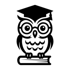 Owl and book icon with transparent background symbolizing wisdom education and learning centre logo
