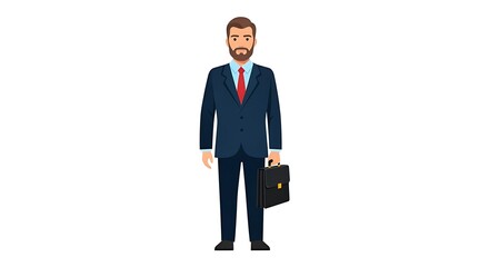 Flat cartoon male lawyer holding a briefcase, legal and professional concept.
