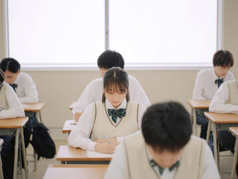 女, 女の子, 学生, 女学生, 高校生, 中学生, 勉強, 教室, 学生時代, 女子高生, 女子中学生, 日本, female, girl, student, female student, high school student, middle school student, reluctant, classroom, student era, japan