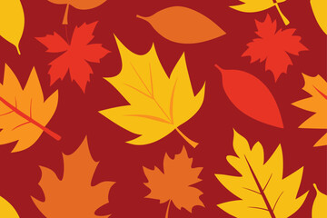 Obraz premium vibrant vector pattern of fall leaves in orange (1).eps