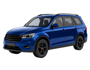 3D dark blue station wagon icon isolated on transparent background. PNG