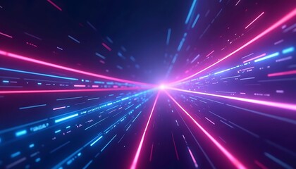 Fototapeta premium Abstract Data Stream with Pink and Blue Light Speed Effect