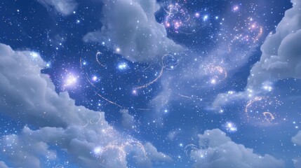 Starry night sky with clouds