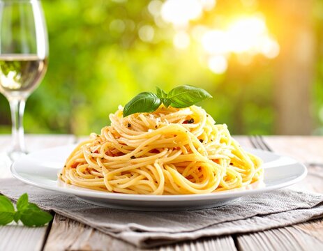A plate of Macarronada, Brazilian-style spaghetti with a rich red sauce, possibly Bolognese.