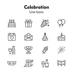 Celebration line icons vector set.