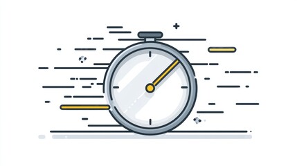 Obraz premium Stylized stopwatch with motion lines against a white background, simple & cartoonish