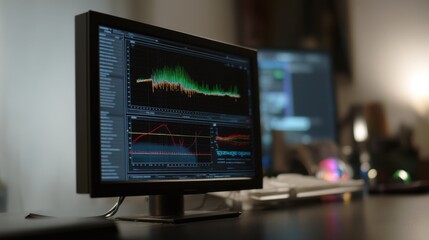Computer performance analysis with graphics card benchmark test on dual screens