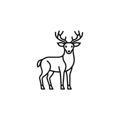 Stylized line art illustration of a deer with antlers isolated on white background