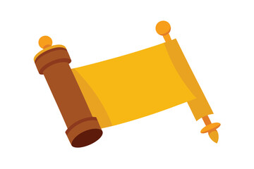 Torah Scroll Unfurled With Golden Handles In Cartoon