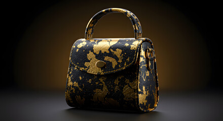 Luxury Black and Gold Handbag with Metallic Accents