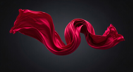 Crimson Elegance Abstract Flow of Red Fabric against a Dark Background for Visual Harmony and Design