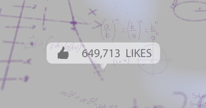 Displaying notification bubble showing '649,713 LIKES' and thumbs up icon over purple interface - Powered by Adobe