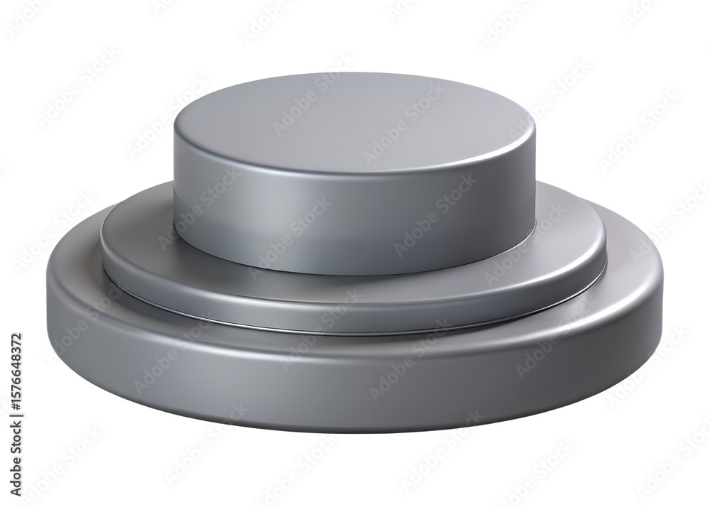 Fototapete polished metallic cylindrical object with three stacked levels isolated on transparent background
