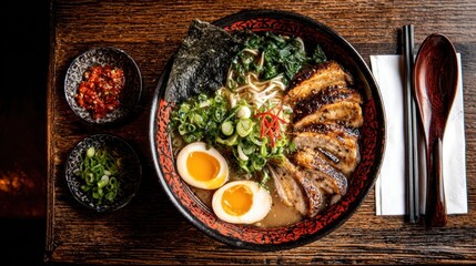 Bowl of ramen with pork and egg