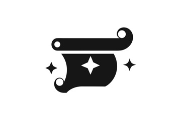 Scroll Icon With Star Design In Center On White