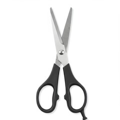 Sharp Scissors with Black Handles on a White Background