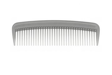 Gray plastic hair comb lying flat, showcasing minimalist design for grooming and styling applications