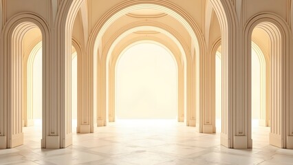 Seamless Repeating Art Deco Arch Design in Soft Beige Tones