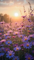 Obraz premium A Serene Morning in a Blooming Garden