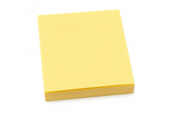 Yellow sticky notes forming a neat stack, ready for reminders, notes, or creative brainstorming sessions, isolated with transparent background