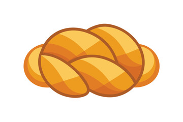 Twisted Challah Bread Loaf Cartoon Icon On White
