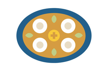 Obraz premium Seder Plate With Symbols No Text Flat Icon