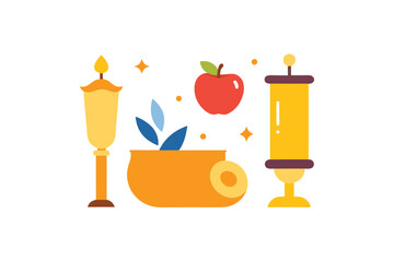 Cute Vector Elements In Boho Style Torah Scroll Design