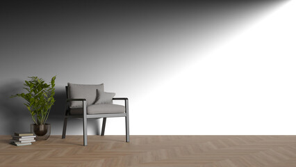 Fototapeta premium 3D render a chair and a plant in a room