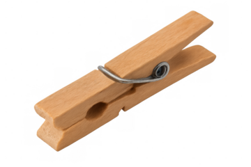 Classic wooden clothespin isolated on a transparent background, ready for seamless integration into designs and projects