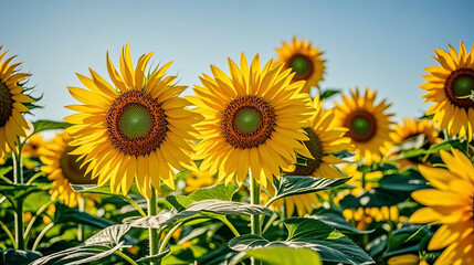 Obraz premium Sunflower sea and pastoral natural scenery, photography