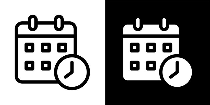 Calendar with Clock Icon: A Universal Symbol for Scheduling, Appointments, Time Management, and Event Planning – Ideal for Productivity Apps, Reminders, and Booking Systems