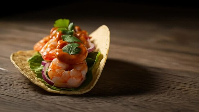 Shrimp Tacos with Chipotle Mayo on Rustic Wood