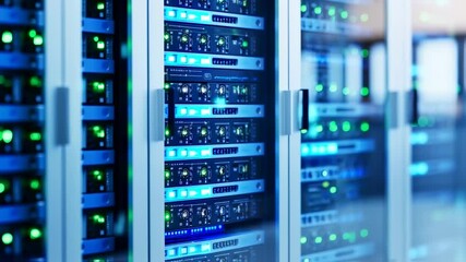 Abstract server racks interior