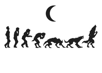 Howling werewolf transformation silhouette illustration, Vector werewolf