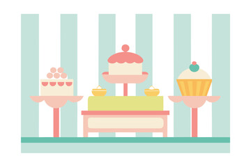 Vector Kawaii Sweet Buffet Old Fashioned Table Decor