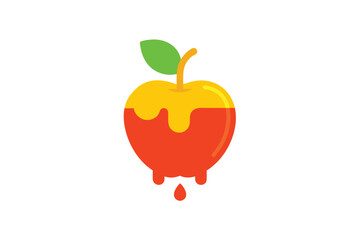 Vector Icon Of Apple With Honey Dripping On White