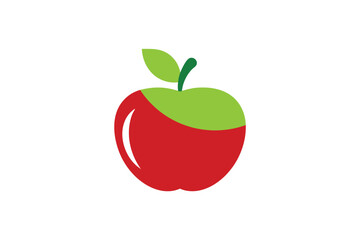 Two Tone Apple With Stem Vector Icon On White