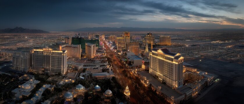 Aerial view of las vegas strip at night featuring vibrant city lights