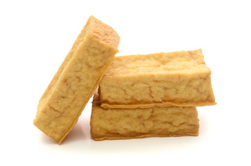 Dried bean curd on white background