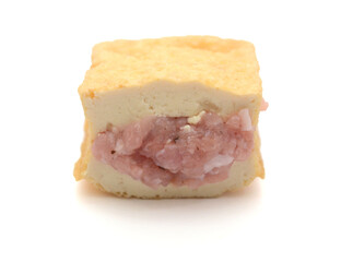 Dried bean curd on white background