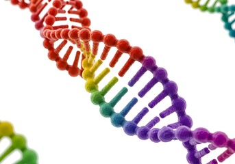Obraz premium A colorful dna double helix isolated on white background